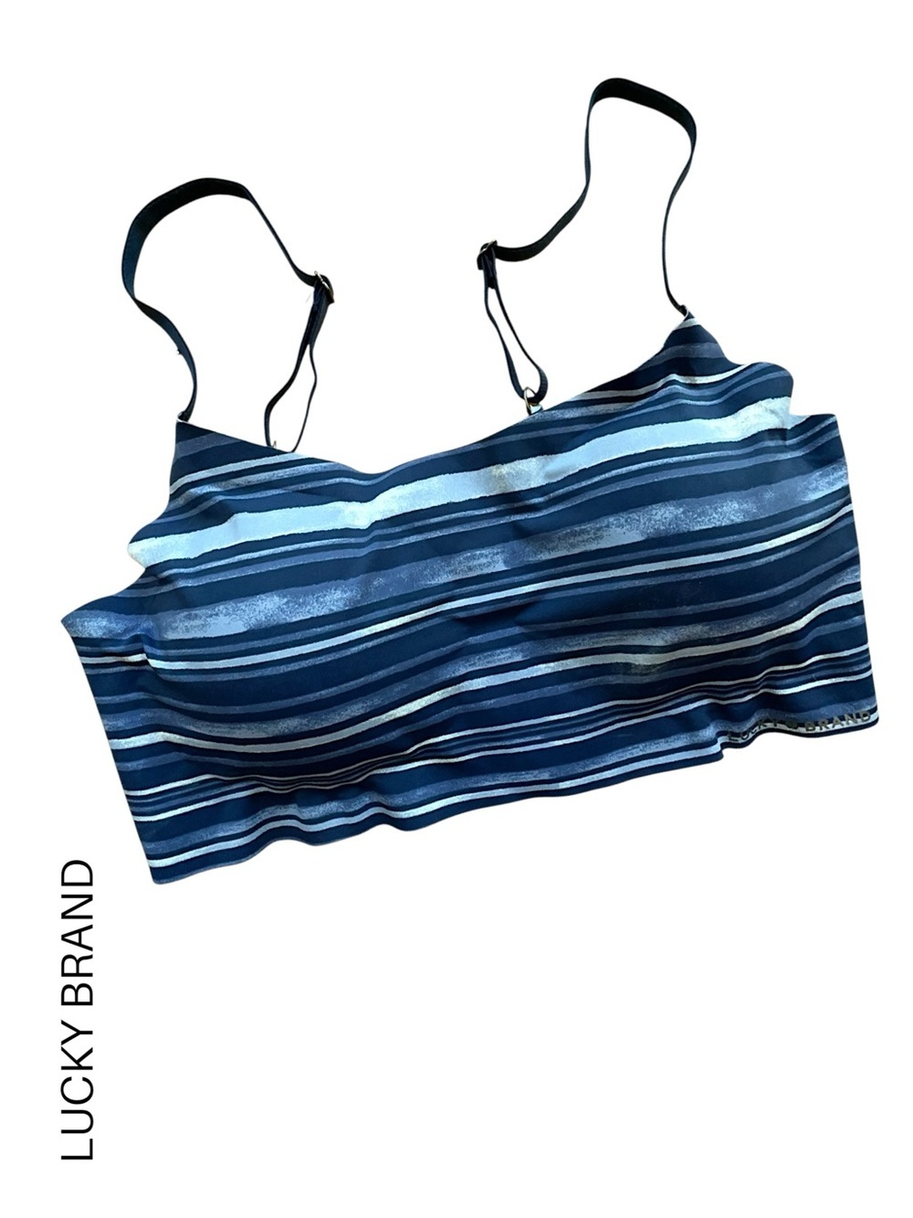 LUCKY BRAND NWOT BLUE & WHITE STRIPED BRALETTE SPORTS BRA STRETCH | MEDIUM